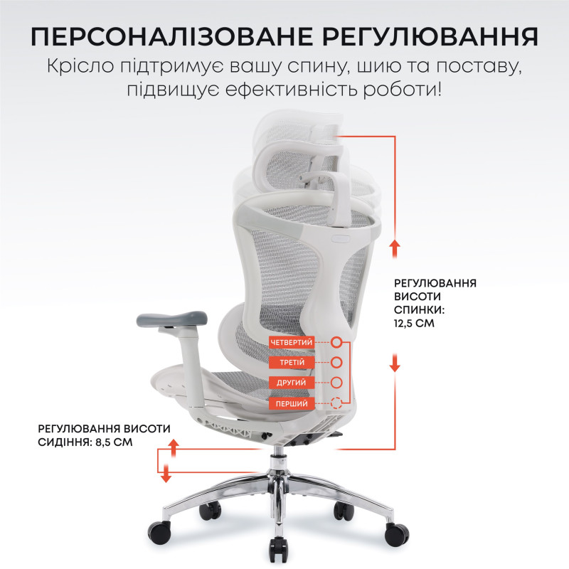 Крісло SIHOO DORO C300L Mesh White (DORO-C300L-A3-102)