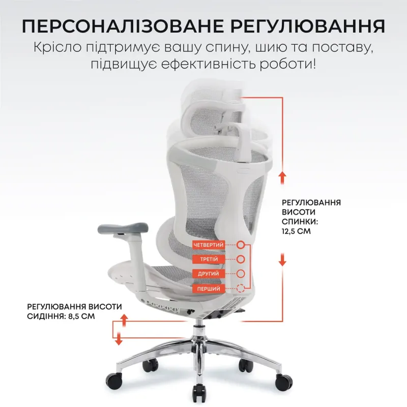 Крісло SIHOO DORO C300L Mesh White (DORO-C300L-A3-102)