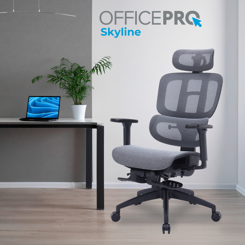 Крісло OfficePro Skyline Footrest Black/Dark Gray (OC750-B-DG-DG)