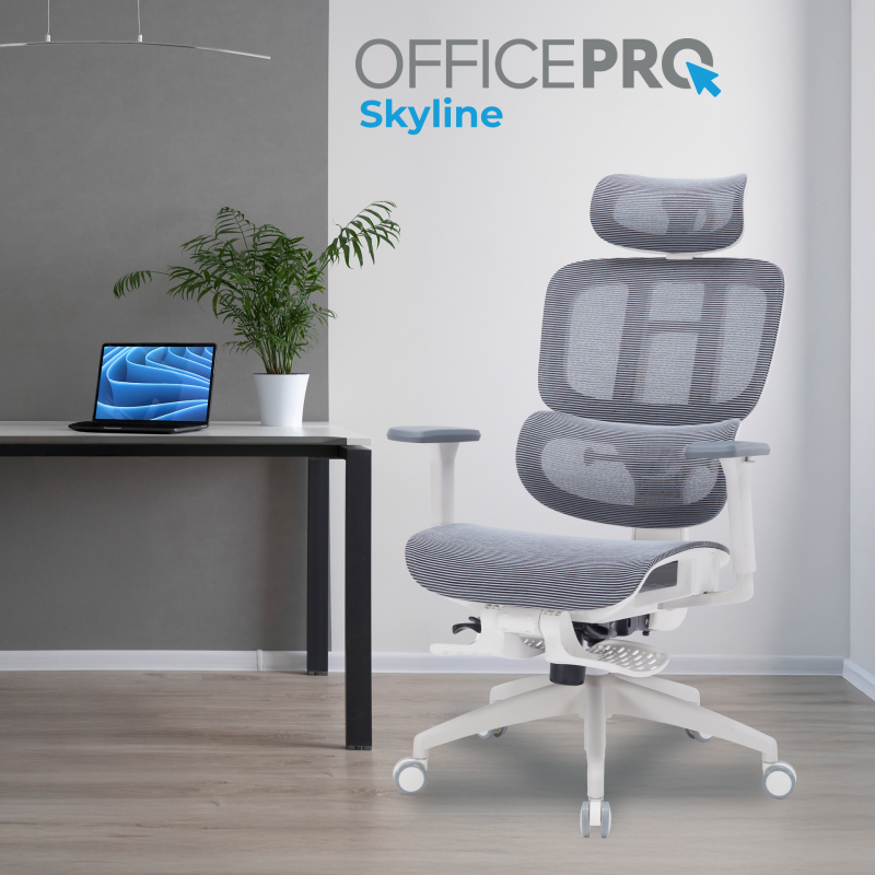 Крісло OfficePro Skyline Footrest White/Dark Gray (OC750-W-DG-DG)