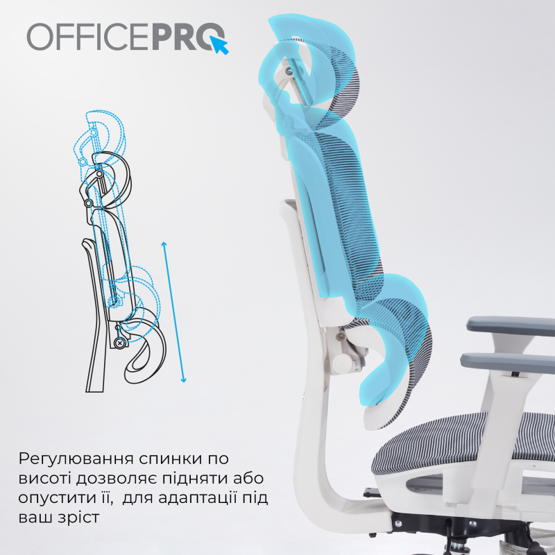 Крісло OfficePro Skyline Footrest White/Dark Gray (OC750-W-DG-DG)
