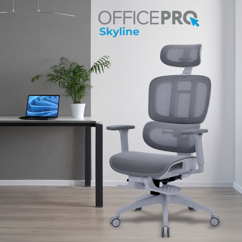 Крісло OfficePro Skyline Footrest Gray/Dark Gray (OC750-G-DG-DG)