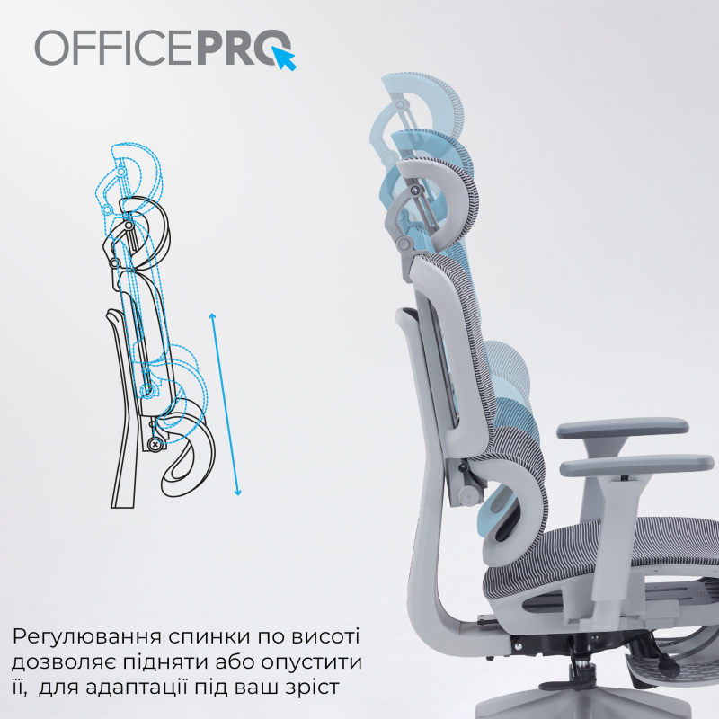 Крісло OfficePro Skyline Footrest Gray/Dark Gray (OC750-G-DG-DG)
