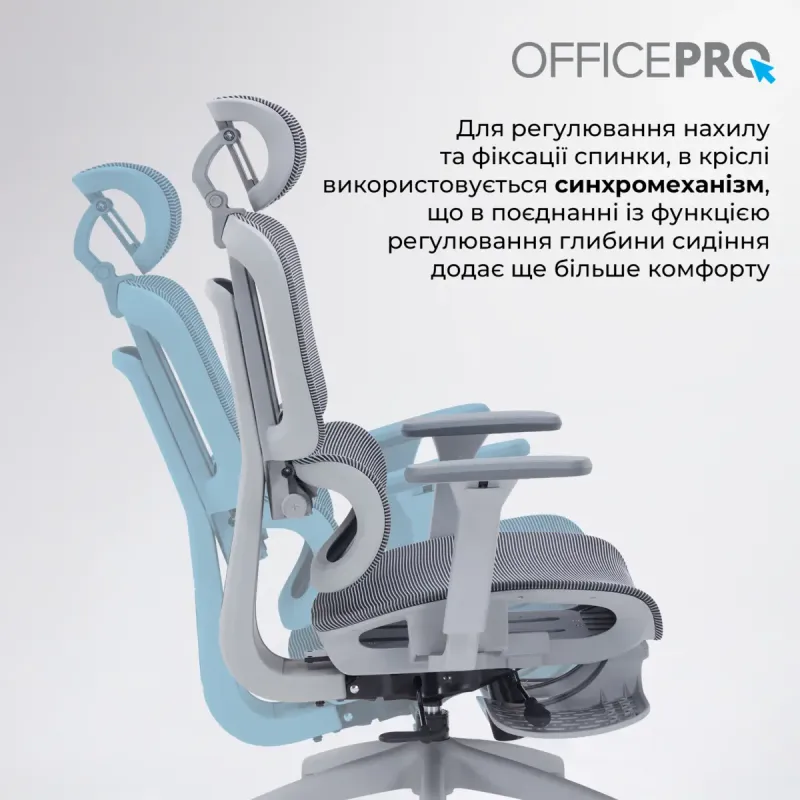 Кресло OfficePro Skyline Footrest Gray/Dark Gray (OC750-G-DG-DG)