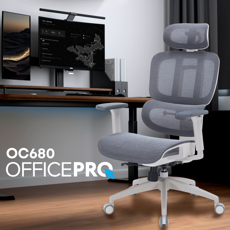 Крісло OfficePro Skyline OC680-W-DG-DG White/Dark Gray