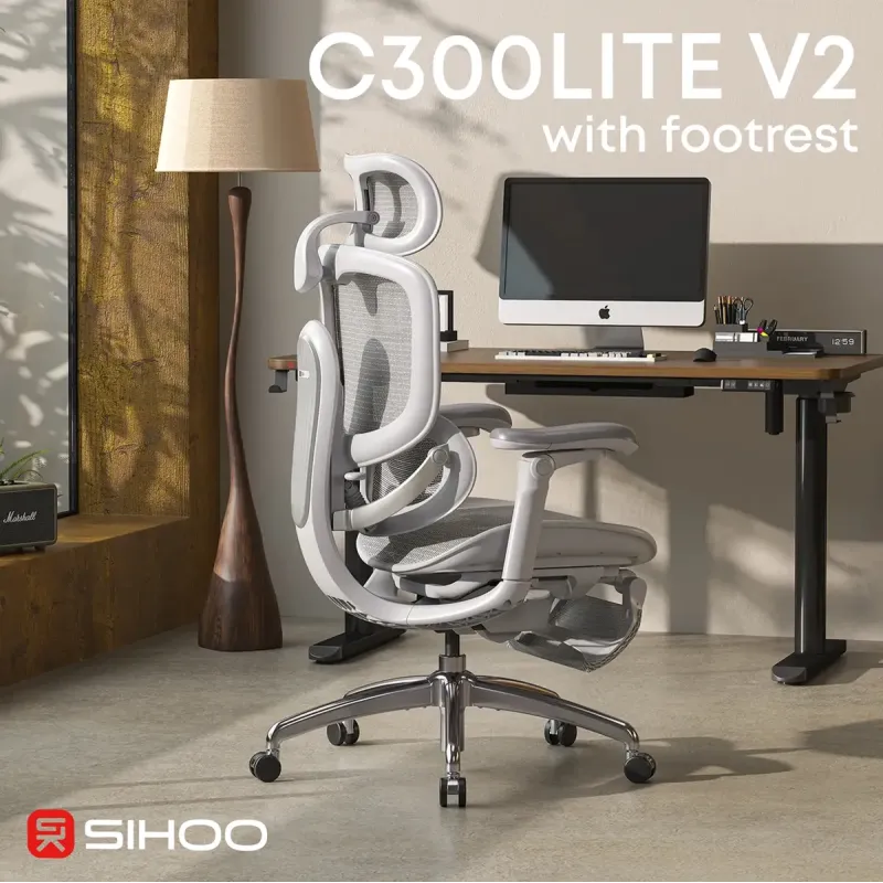 Кресло Sihoo C300 LITE V2 White (C300-LITE-V2-B102-JT)