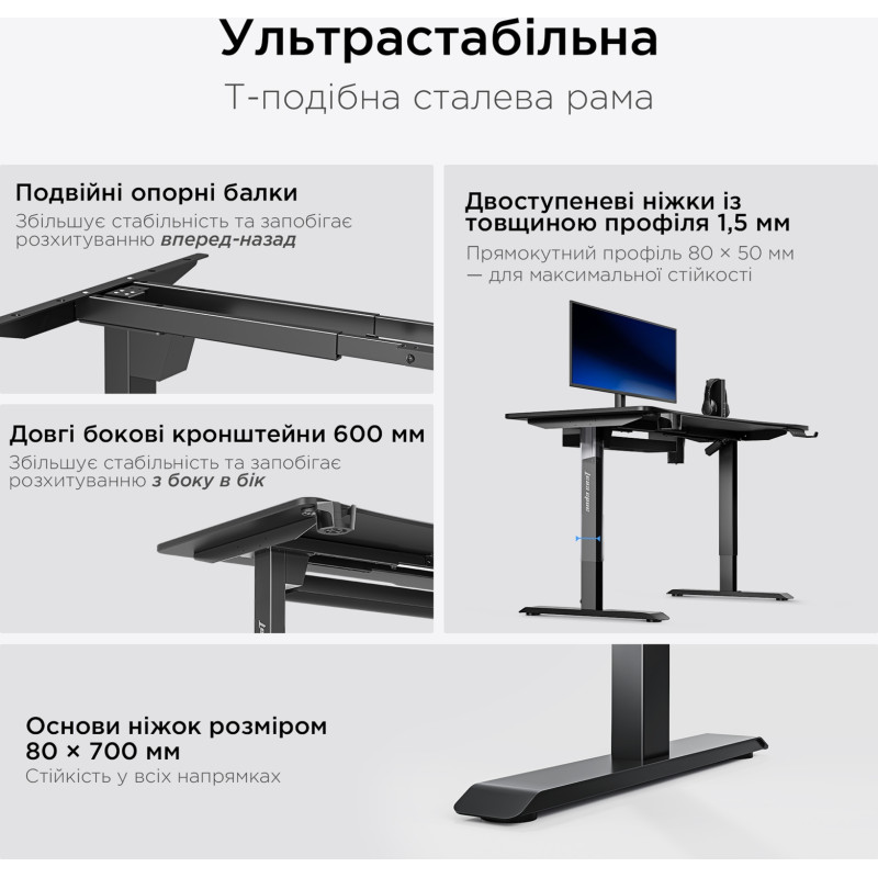Стіл Anda Seat Xtreme Pro 140 (AD-D-DD1-1400-08-B) Black