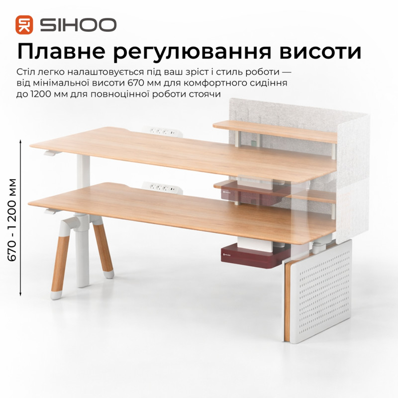 Стіл Sihoo D07 180х75 Maple/White (D07A-102/D07J-102-AB/D07-P)