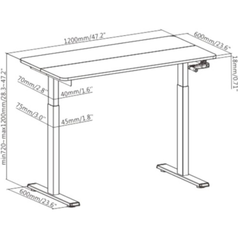 Стіл 2E CE120B Black (2E-CE120B-MECHANIC)