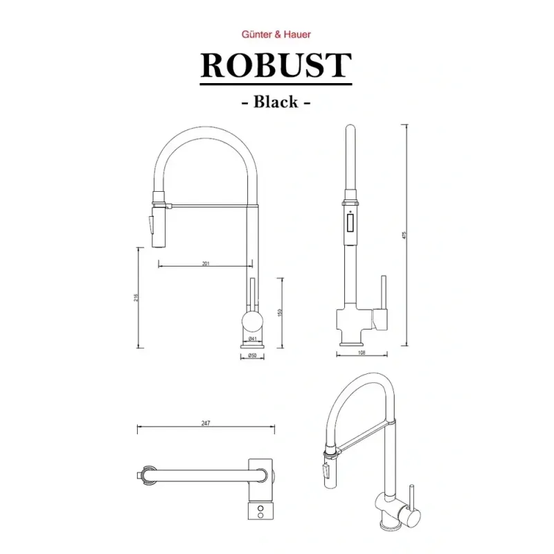Смеситель Gunter&Hauer ROBUST Black