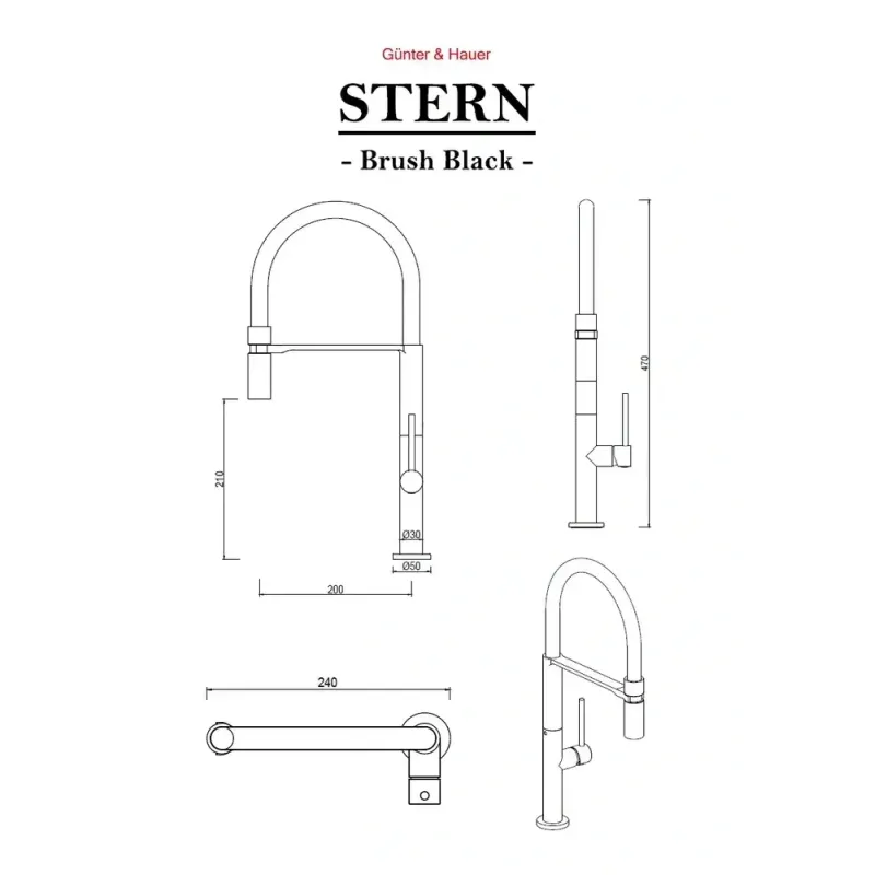 Смеситель Gunter&Hauer STERN Brush Black
