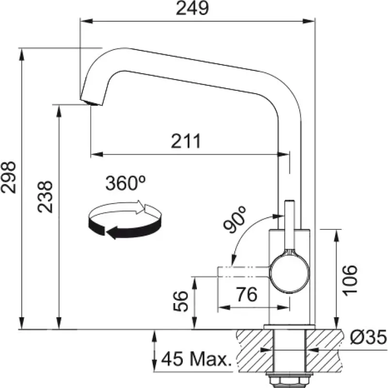 Смеситель Franke Lina U 115.0728.474