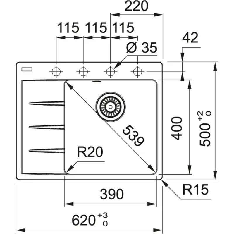 Кухонная мойка Franke Centro CNG 611-62 TL 114.0630.463