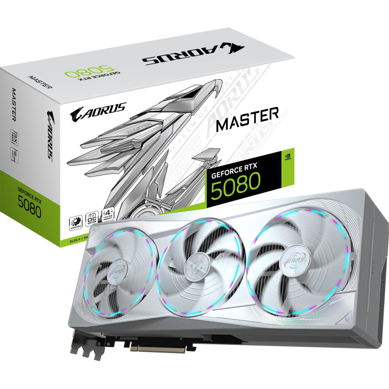 Видеокарта GIGABYTE AORUS GeForce RTX 5080 MASTER ICE 16G (GV-N5080AORUSM ICE-16GD)