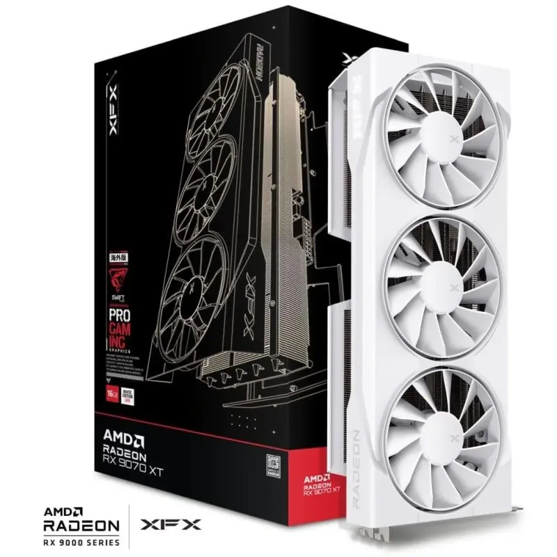 Видеокарта XFX Swift AMD Radeon RX 9070XT White Triple Fan Gaming Edition (RX-97TSWF3W9)