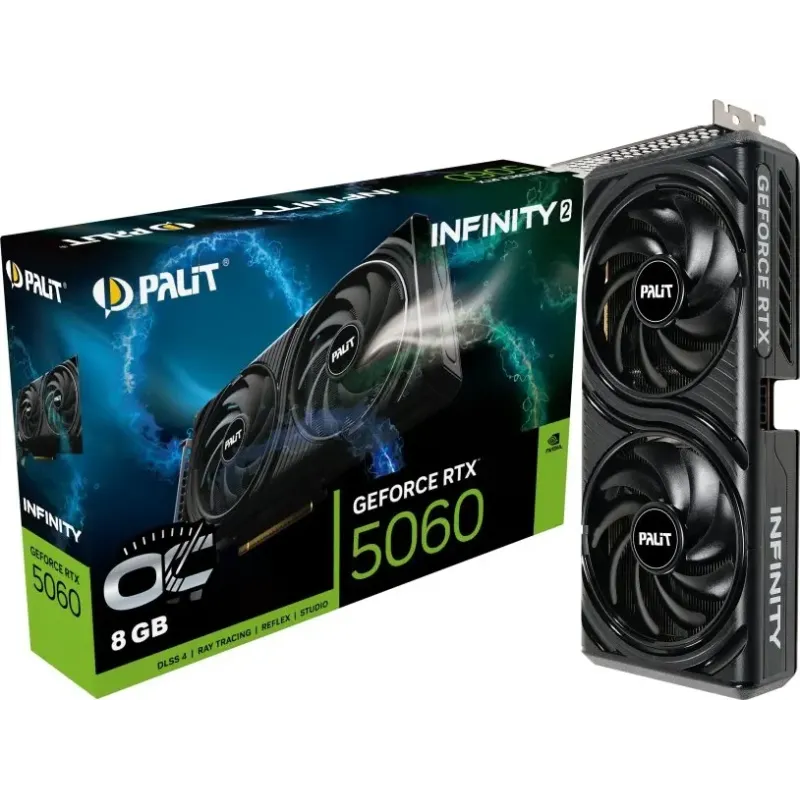 Відеокарта Palit PCI-Ex GeForce RTX 5060 Infinity 2 OC 8GB GDDR7 (128bit) (2512/28000) (HDMI, 3 x DisplayPort) (NE75060V19P1-GB2063L)
