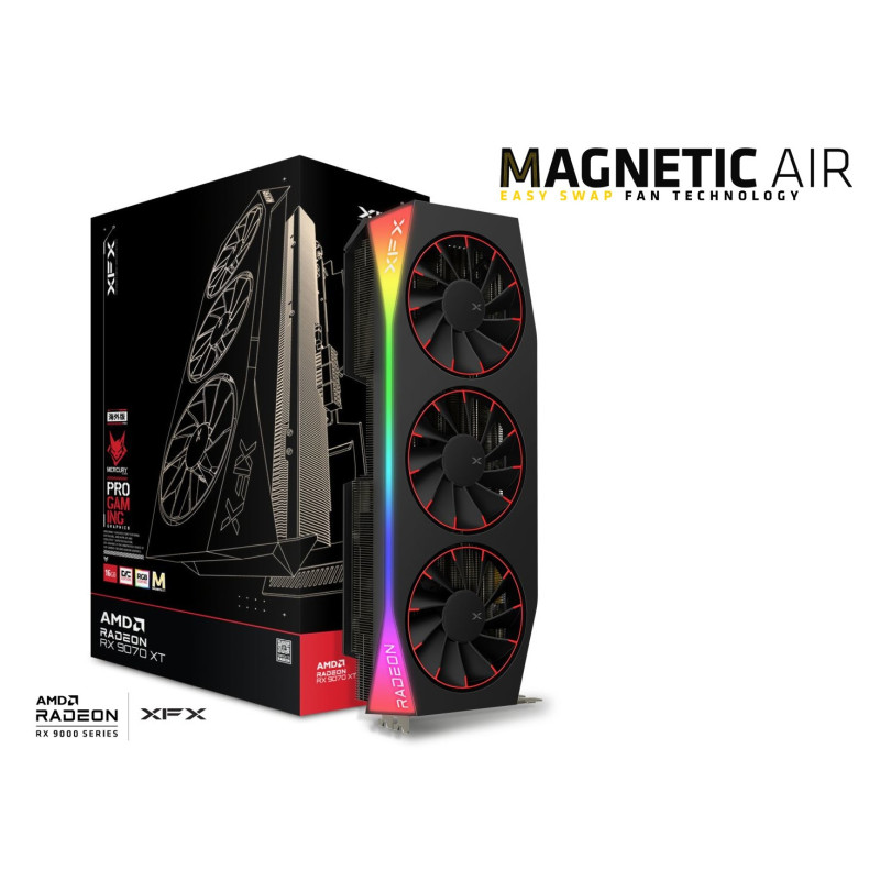 Видеокарта XFX Mercury AMD Radeon RX 9070XT OC Magnetic Air Edition with RGB (RX-97TMARGB9)