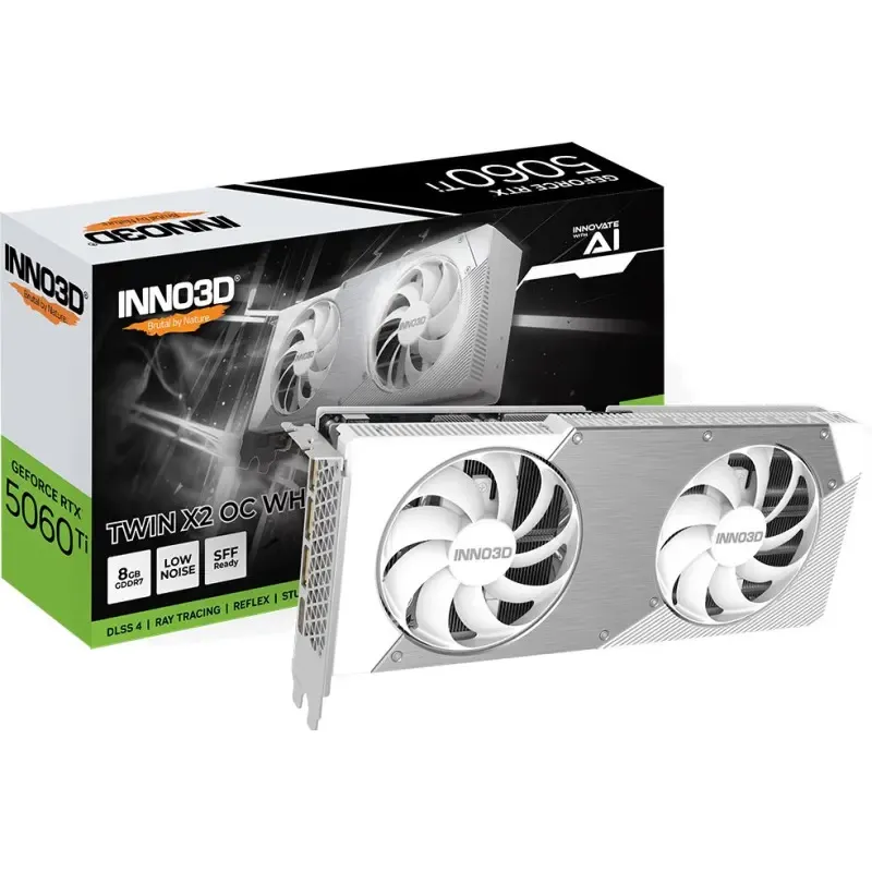 Відеокарта INNO3D GeForce RTX 5060 Ti 8GB TWIN X2 OC WHITE (N506T2-08D7X-193075W)