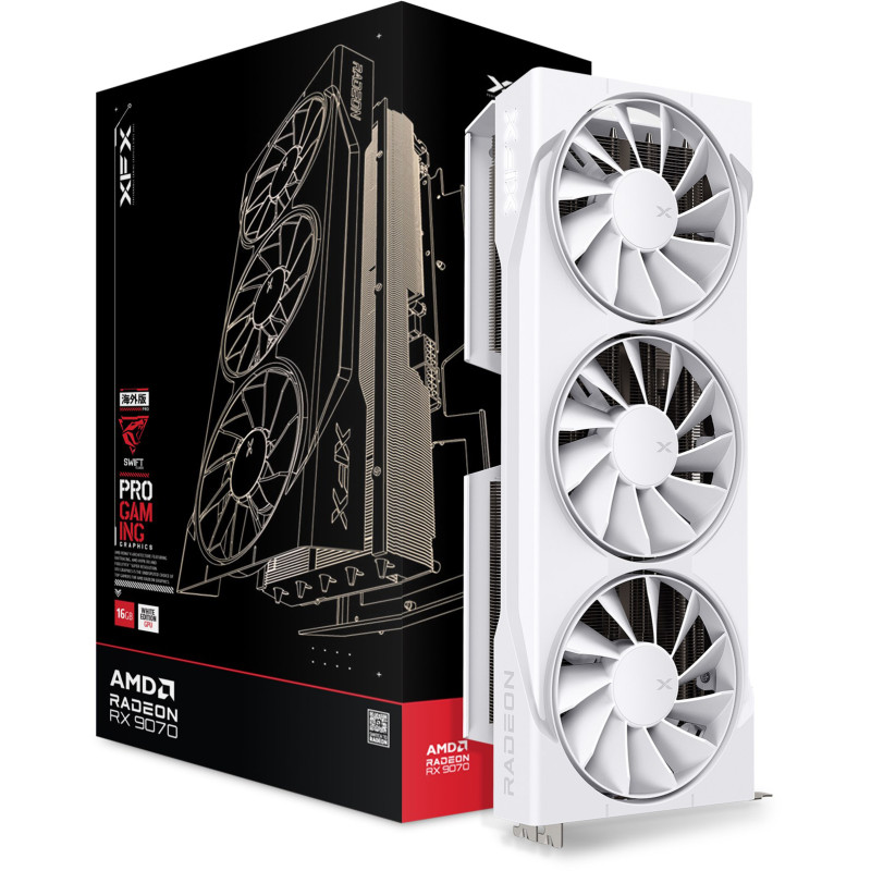 XFX Swift AMD Radeon RX 9070 OC White Triple Fan Gaming Edition (RX-97SWFB3W9)