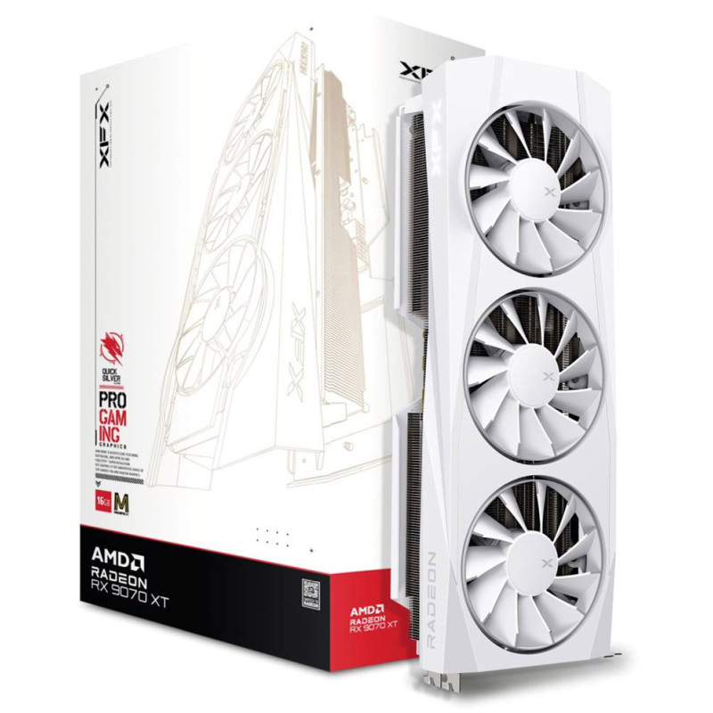 XFX Quicksilver AMD Radeon RX 9070XT White Magnetic Air Edition (RX-97TMAQKW9)