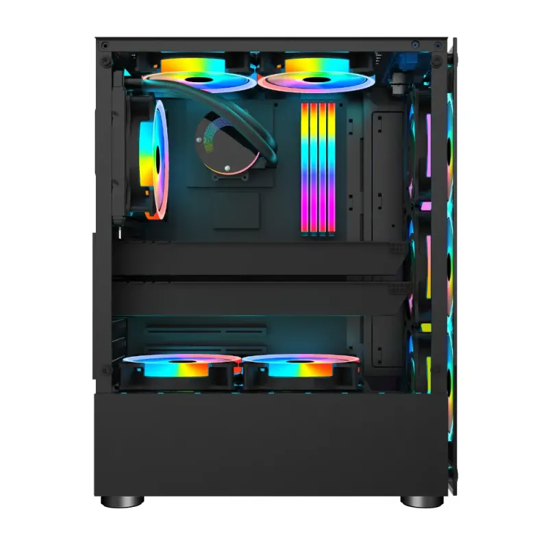 Корпус 1stPlayer V2-A-BK-4F1 Black без БП