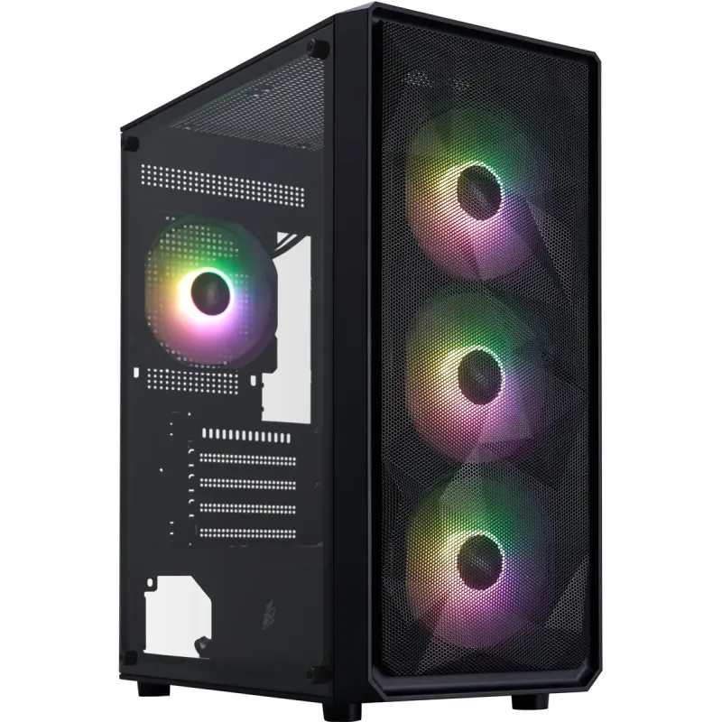 Корпус 1stPlayer FD3-M-BK-4F7 Black без БП
