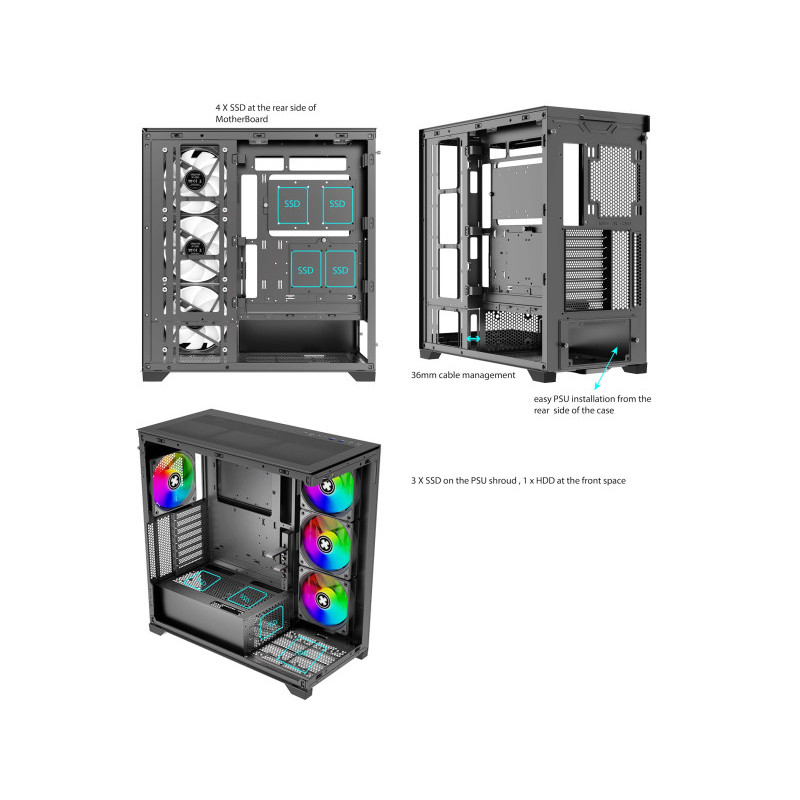 Корпус XILENCE Xilence Gleam X818.W.ARGB Black (XG171_X818.ARGB)