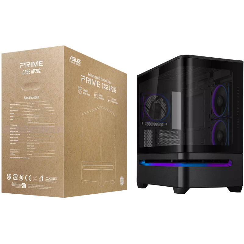Корпус Asus Prime AP202 ARGB Tempered Glass без БП (90DC00P0-B19000)