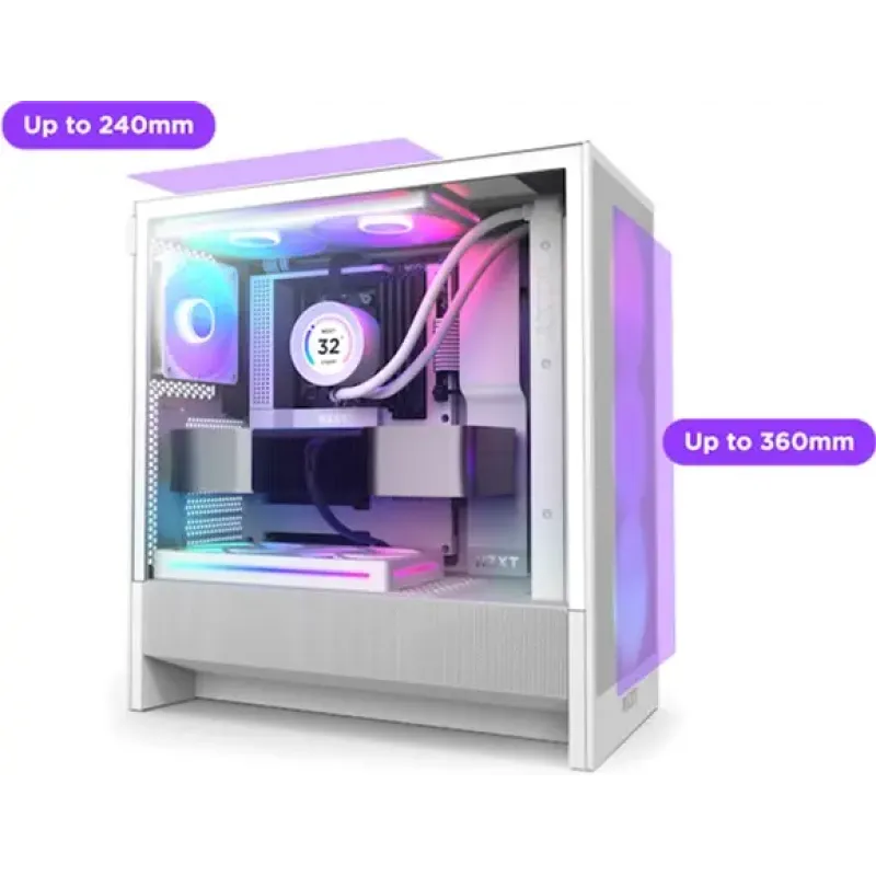Корпус NZXT H5 Flow RGB White (CC-H52FW-R1) без БП