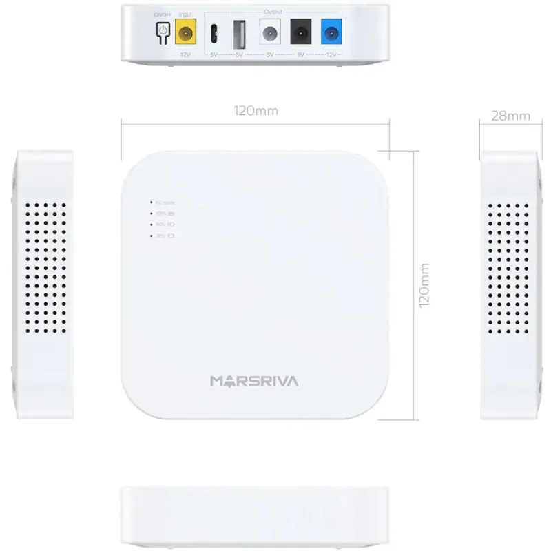 ИБП Marsriva DC Router UPS KP4 Max 3xDC+USB+USB-C OUT, 5V/9V/12V 18W 20000 mAh (74Wh) Li-Ion (KP4Max_MARSRIVA)
