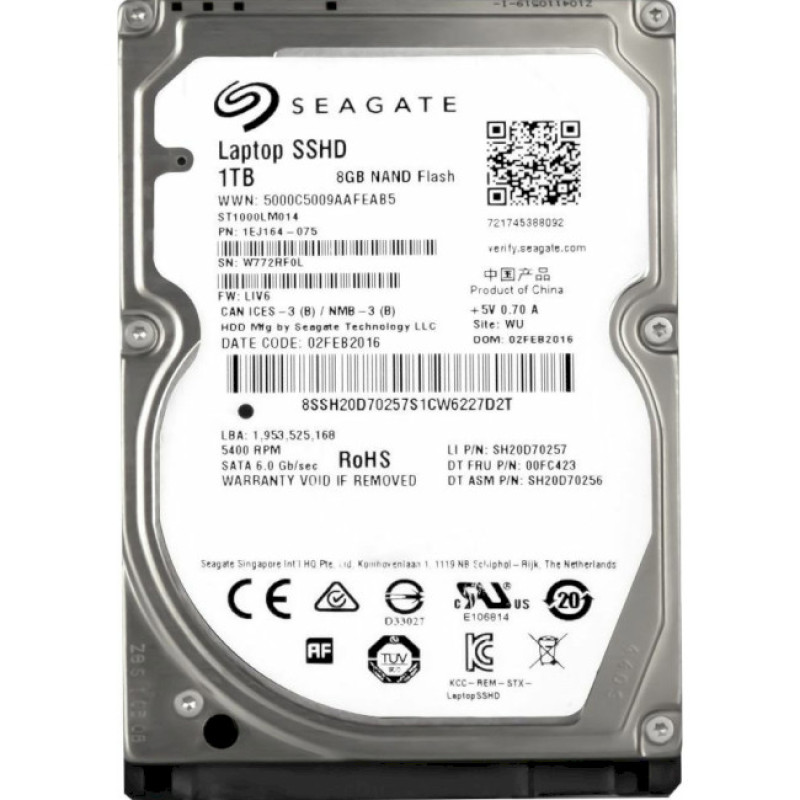 Внутренний HDD Seagate Laptop SSHD ST1000LM014