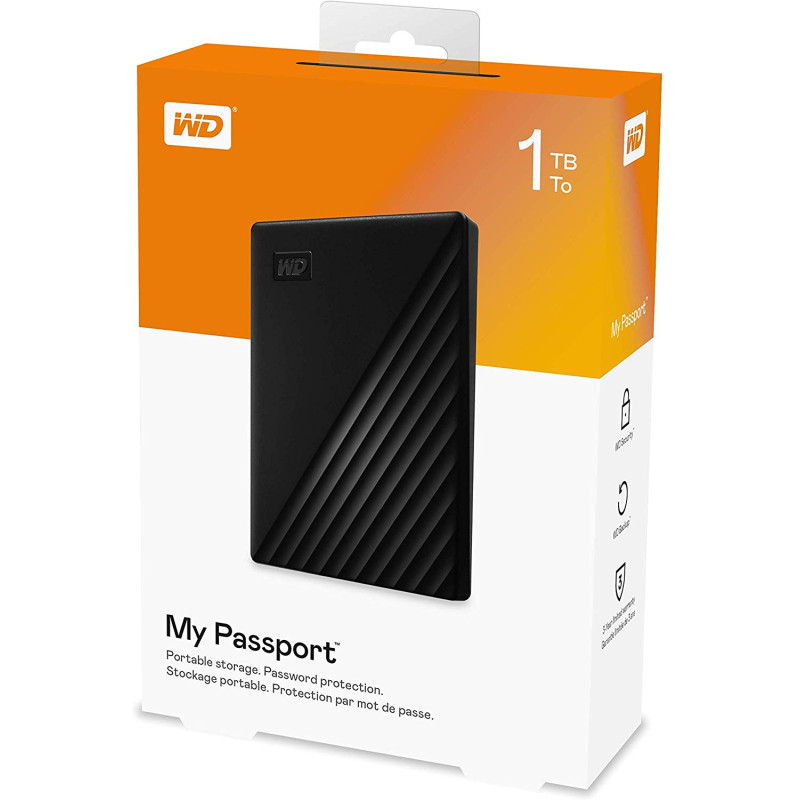 Внешний жесткий диск WD My Passport 1 TB Black (WDBYVG0010BBK-WESN)