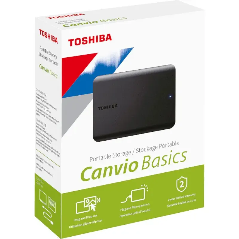 Внешний жесткий диск Toshiba Canvio Basics 2022 2 TB Black (HDTB520EK3AA)