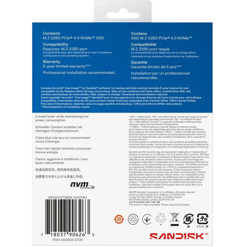 SSD накопичувач WD Blue SN5100 2 TB (WDS200T5B0E-00CPE0)