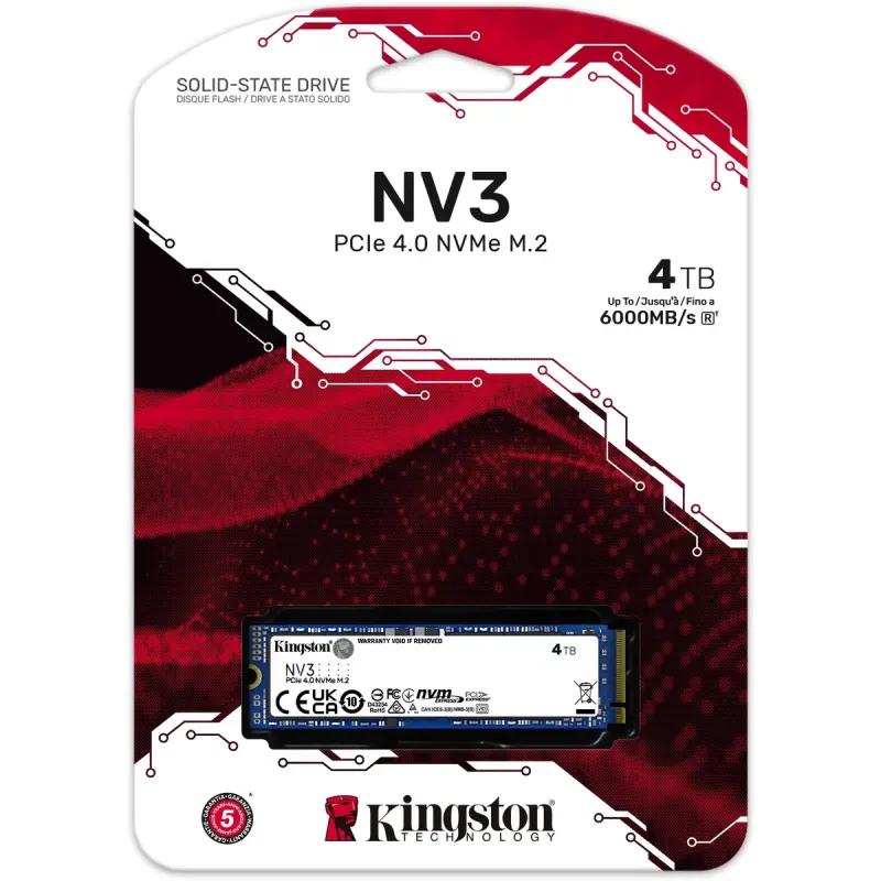 SSD накопитель Kingston M.2 4TB PCIe 4.0 NV3 (SNV3S/4000G)