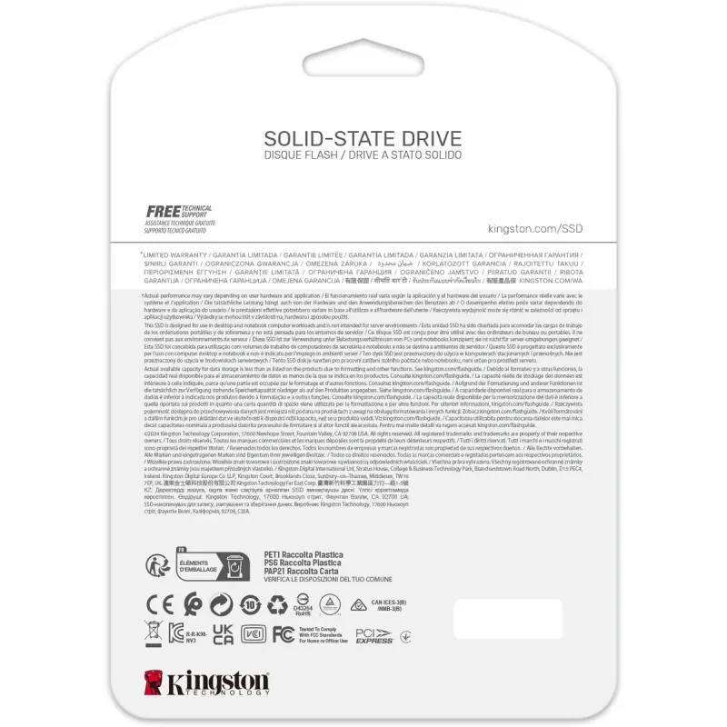 SSD накопитель Kingston M.2 4TB PCIe 4.0 NV3 (SNV3S/4000G)