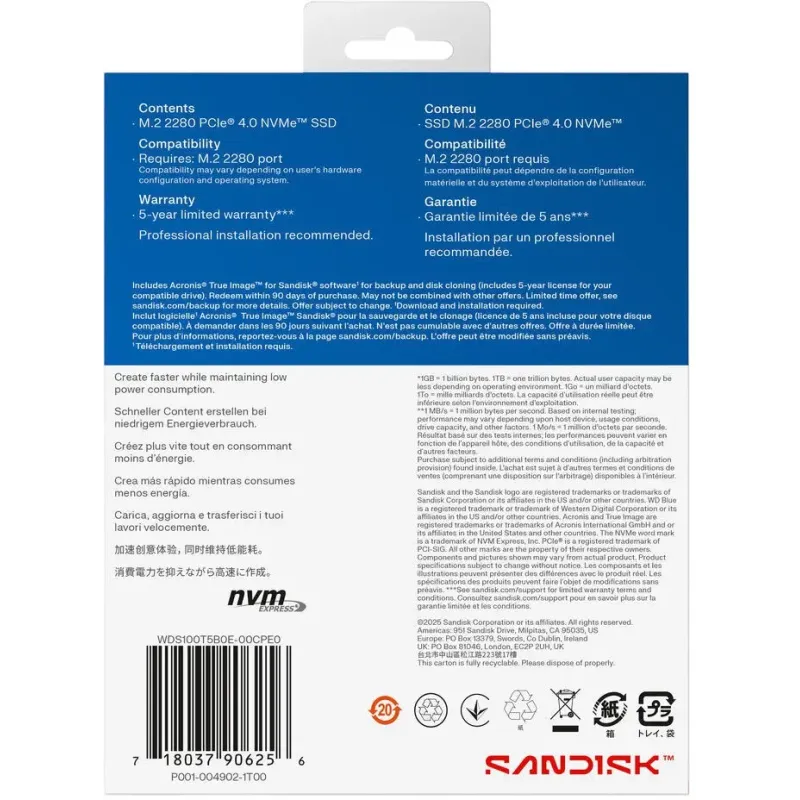 SSD накопичувач WD Blue SN5100 1 TB (WDS100T5B0E-00CPE0)