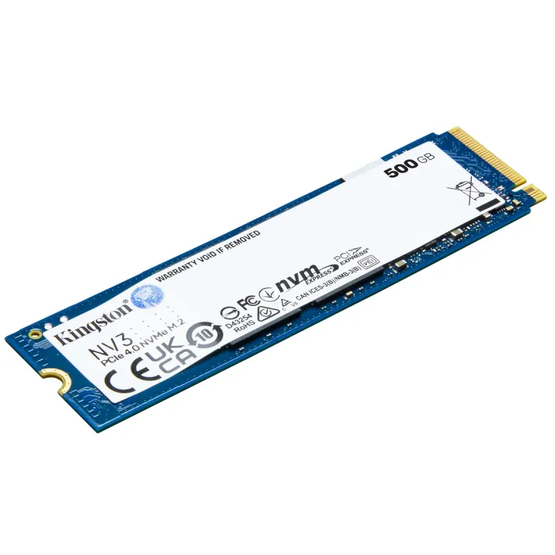 SSD накопитель Kingston NV3 500GB M.2 2280 NVMe PCIe 4.0 x4 3D NAND (SNV3S/500GBK)