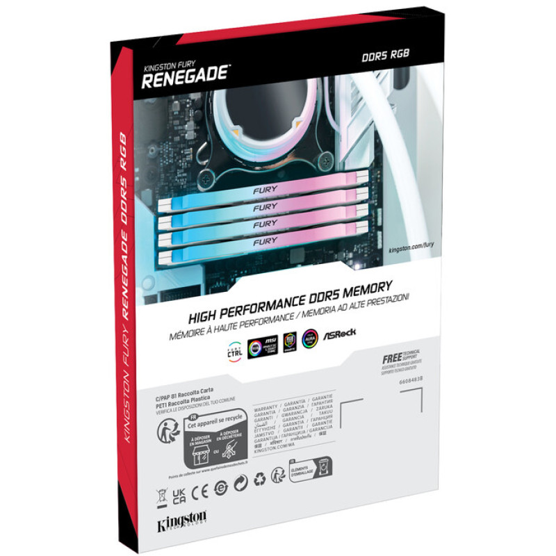 Оперативна пам'ять Kingston FURY 16 GB DDR5 6400 MHz Renegade Silver/White RGB (KF564C32RWA-16)