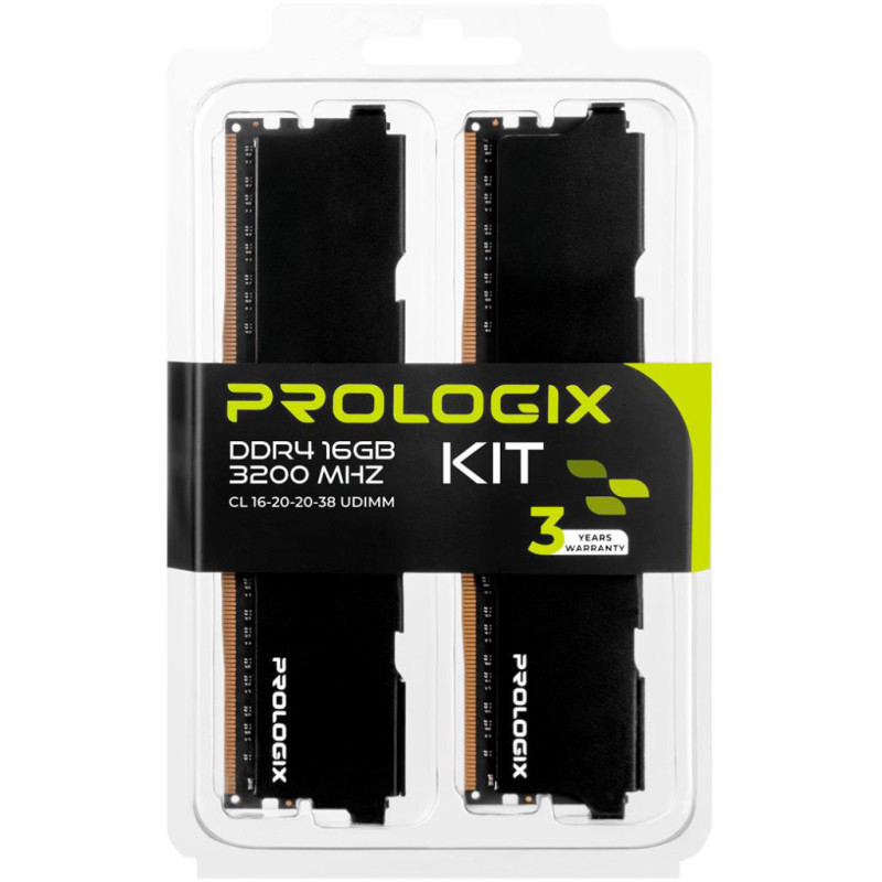 Prologix 16 GB (2x8GB) DDR4 3200 MHz Black (PRO16GB3200B4K)
