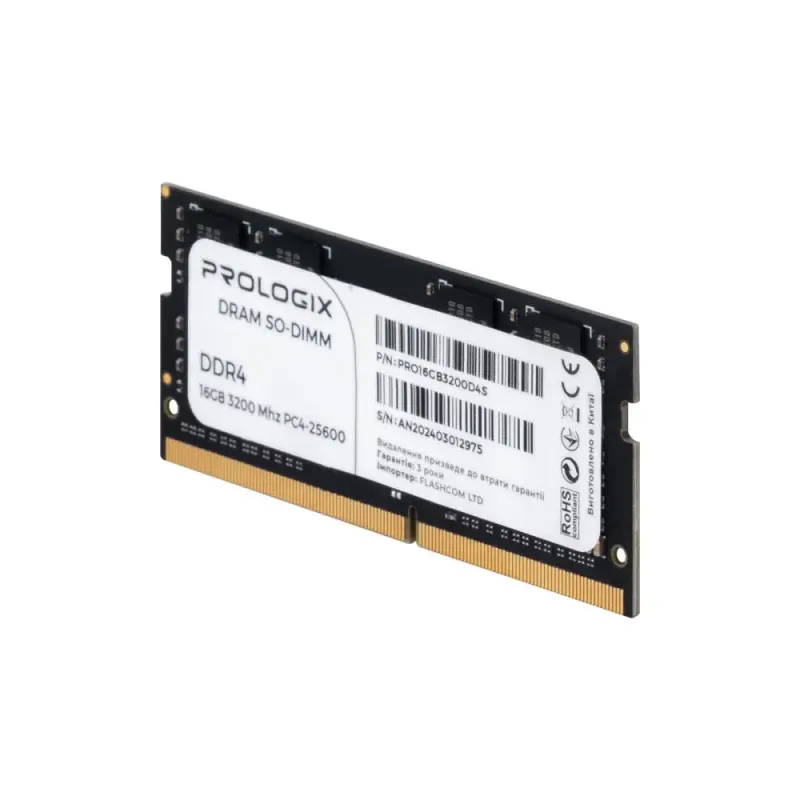 Оперативная память Prologix 16 GB SO-DIMM DDR4 3200 MHz (PRO16GB3200D4S)