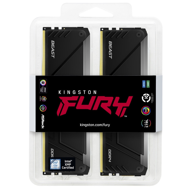 Оперативна пам'ять Kingston FURY 32GB (2x16GB) DDR4 3200MHz Beast RGB (KF432C16BB12AK2/32WP)