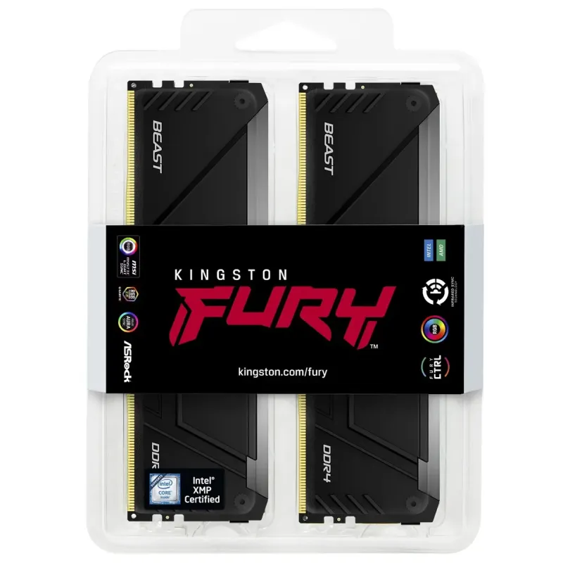 Оперативная память Kingston FURY 32 GB (2x16GB) DDR4 3200 MHz Beast RGB (KF432C16BB12AK2/32WP)
