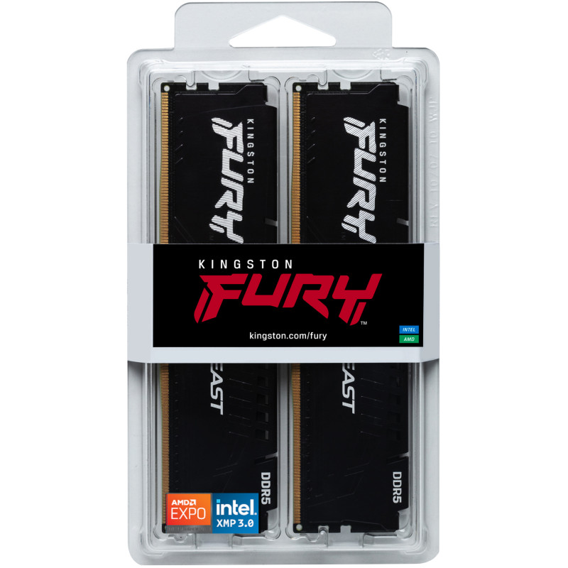 Оперативная память Kingston FURY 64 GB (2x32GB) DDR5 5200 MHz Beast Black EXPO (KF552C40BB2K2-64)
