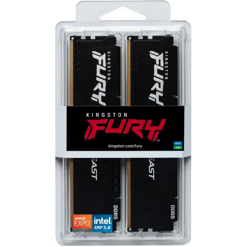 Оперативная память Kingston FURY 64 GB (2x32GB) DDR5 5200 MHz Beast Black EXPO (KF552C40BB2K2-64)