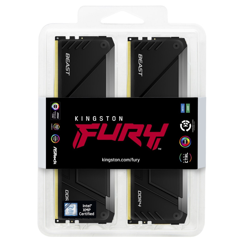 Оперативна пам'ять Kingston FURY 16GB (2x8GB) DDR4 3200MHz Beast RGB (KF432C16BB2AK2/16WP)
