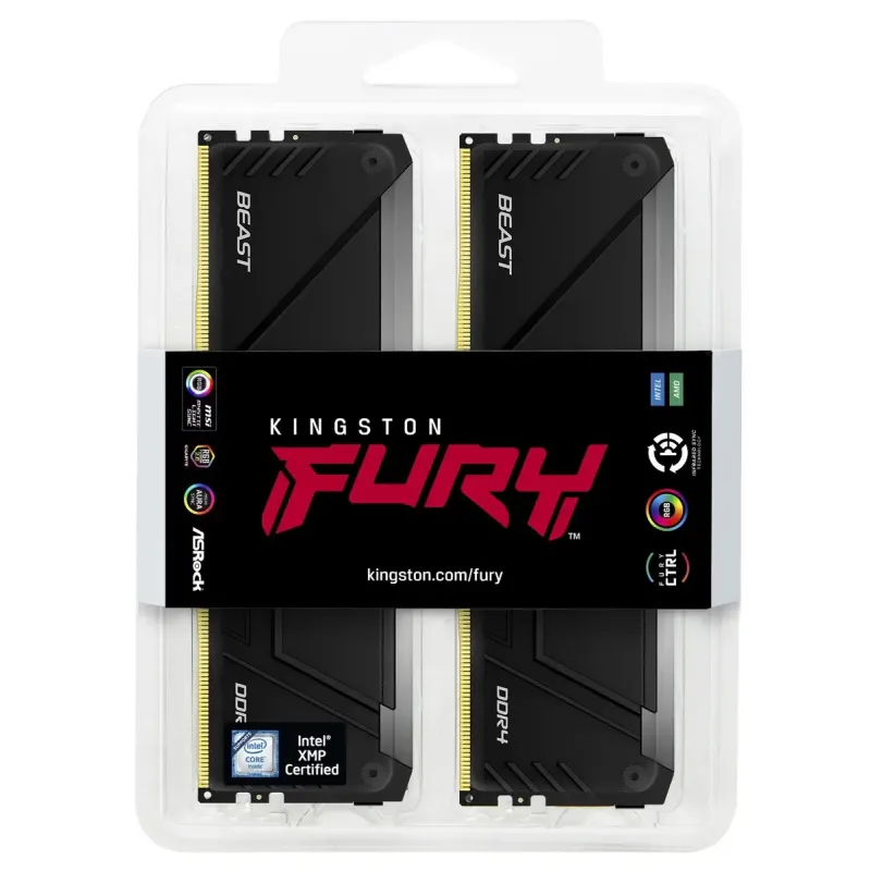 Оперативная память Kingston FURY 16 GB (2x8GB) DDR4 3200 MHz Beast RGB (KF432C16BB2AK2/16WP)