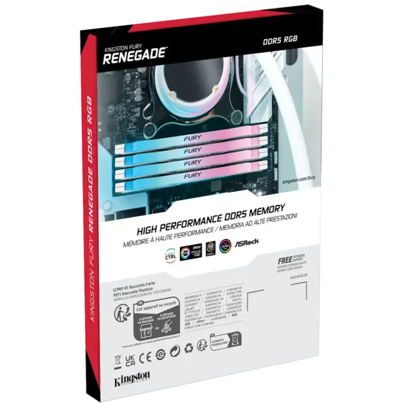 Оперативная память Kingston FURY 16 GB DDR5 7200 MHz Renegade Silver/White RGB (KF572C38RWA-16)