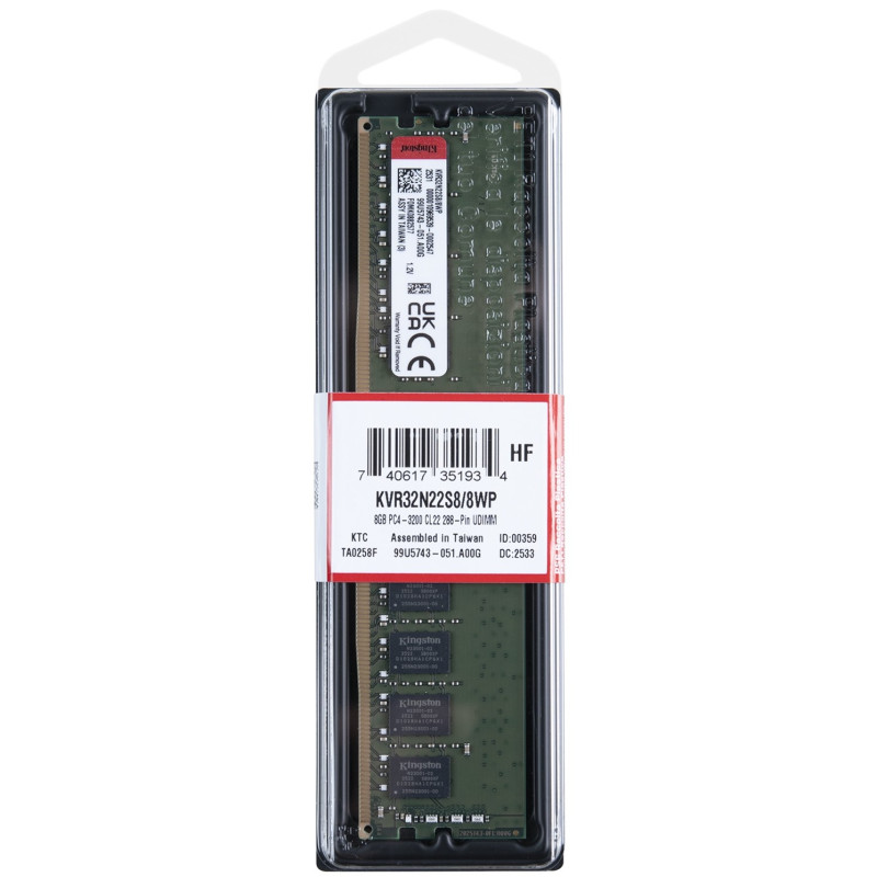 Оперативна пам'ять Kingston ValueRAM DDR4 1x8GB (KVR32N22S8/8WP)