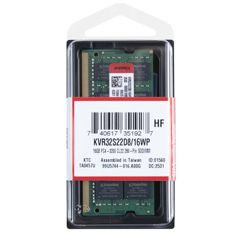 Оперативная память Kingston ValueRAM DDR4 1x16GB (KVR32S22D8/16WP)